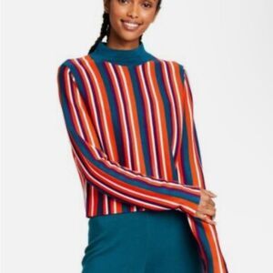 Victor Glemaud  Cropped Knit Striped Mock Womens Pullover Sweater XXS 1619